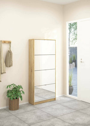 Scarpiera Aepytus, Mobile portascarpe, Armadio da ingresso multiuso, Mobiletto per calzature, 70x24 h162 cm, Quercia