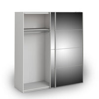 Guardaroba 2 ante Albi, Mobile camera da letto, Cabina armadio portabiti, Armadio appendiabiti, 182x64 h202 cm, Bianco