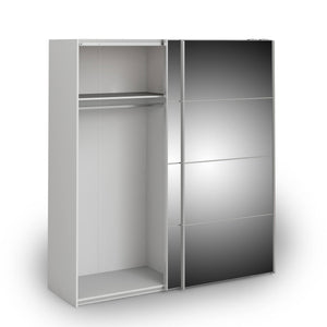 Guardaroba 2 ante Albi, Mobile camera da letto, Cabina armadio portabiti, Armadio appendiabiti, 182x64 h202 cm, Bianco