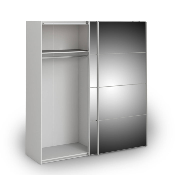 Guardaroba 2 ante Albi, Mobile camera da letto, Cabina armadio portabiti, Armadio appendiabiti, 182x64 h202 cm, Bianco