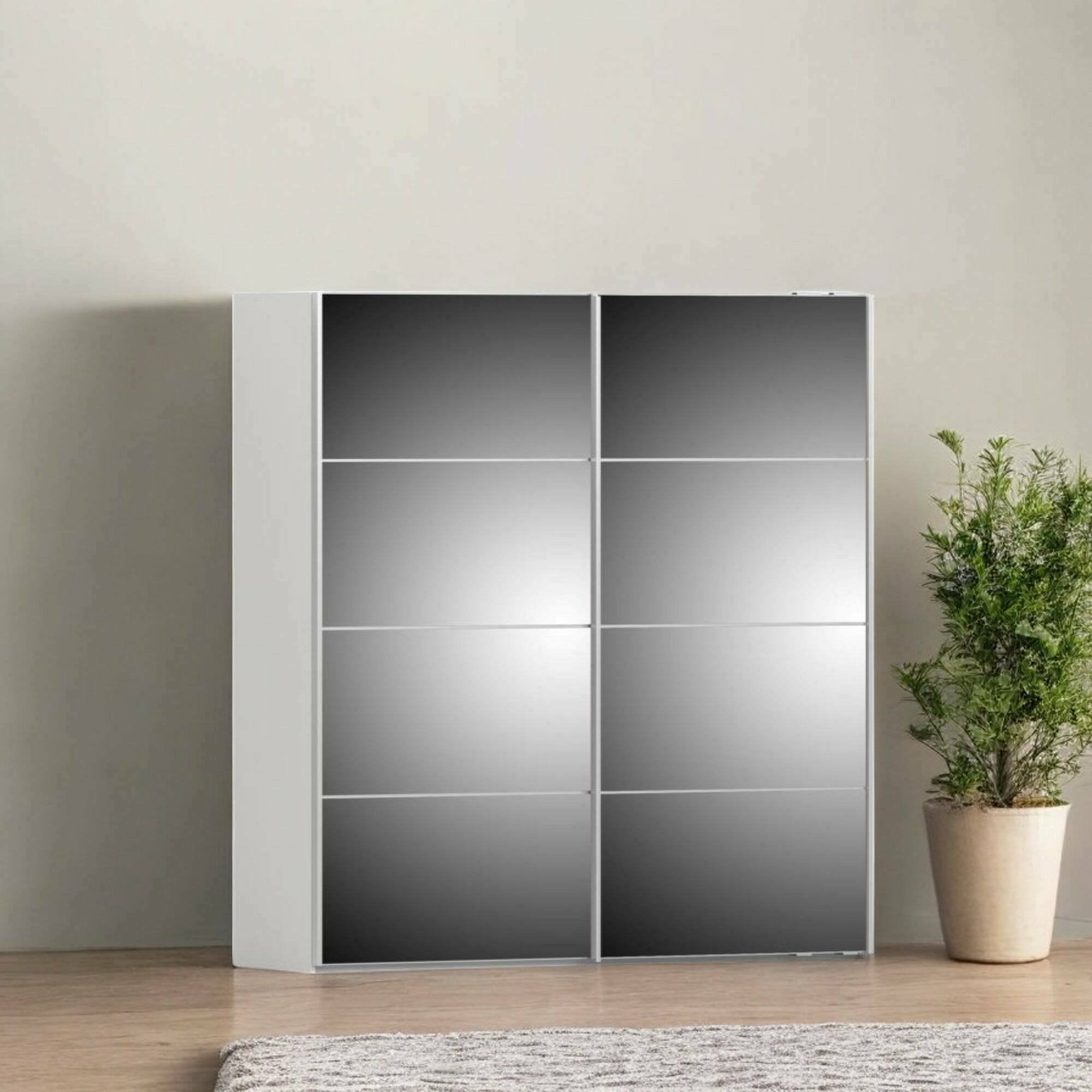 Guardaroba 2 ante Albi, Mobile camera da letto, Cabina armadio portabiti, Armadio appendiabiti, 182x64 h202 cm, Bianco