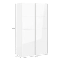 Guardaroba 2 ante Adria, Mobile camera da letto, Cabina armadio portabiti, Armadio appendiabiti, 122x62 h220 cm, Bianco lucido