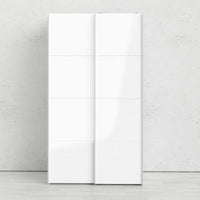 Guardaroba 2 ante Adria, Mobile camera da letto, Cabina armadio portabiti, Armadio appendiabiti, 122x62 h220 cm, Bianco lucido