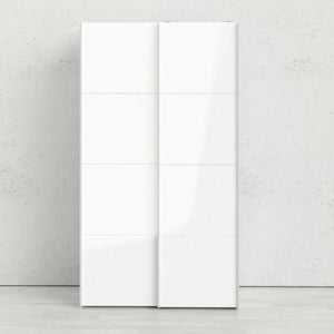 Guardaroba 2 ante Adria, Mobile camera da letto, Cabina armadio portabiti, Armadio appendiabiti, 122x62 h220 cm, Bianco lucido