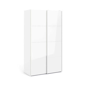 Guardaroba 2 ante Adria, Mobile camera da letto, Cabina armadio portabiti, Armadio appendiabiti, 122x62 h220 cm, Bianco lucido