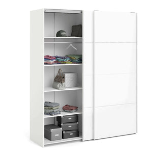 Guardaroba 2 ante London, Mobile camera da letto, Cabina armadio portabiti, Armadio appendiabiti, 182x62 h220 cm, Bianco lucido