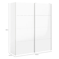 Guardaroba 2 ante London, Mobile camera da letto, Cabina armadio portabiti, Armadio appendiabiti, 182x62 h220 cm, Bianco lucido