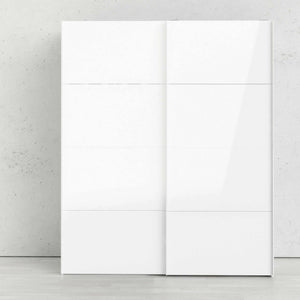 Guardaroba 2 ante London, Mobile camera da letto, Cabina armadio portabiti, Armadio appendiabiti, 182x62 h220 cm, Bianco lucido