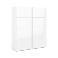 Guardaroba 2 ante London, Mobile camera da letto, Cabina armadio portabiti, Armadio appendiabiti, 182x62 h220 cm, Bianco lucido