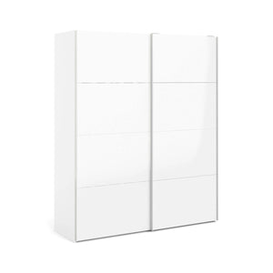 Guardaroba 2 ante London, Mobile camera da letto, Cabina armadio portabiti, Armadio appendiabiti, 182x62 h220 cm, Bianco lucido