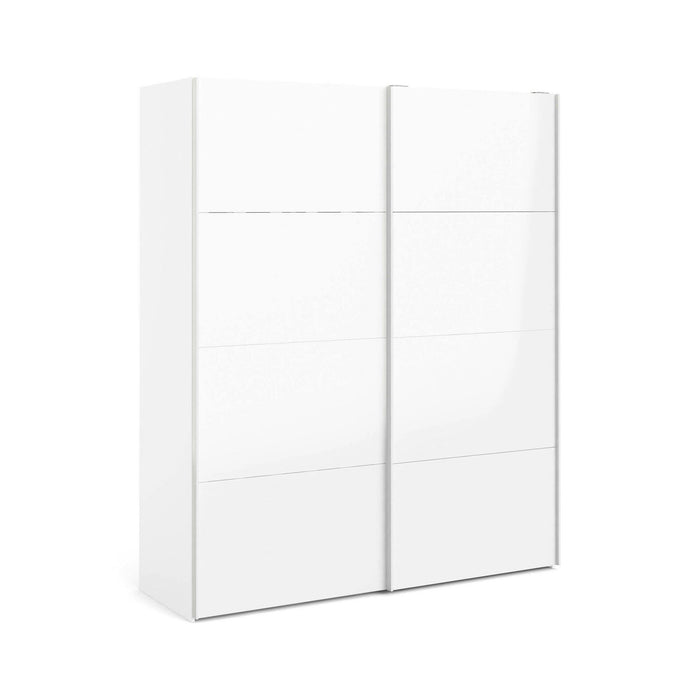 Guardaroba 2 ante London, Mobile camera da letto, Cabina armadio portabiti, Armadio appendiabiti, 182x62 h220 cm, Bianco lucido