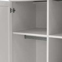 Guardaroba 2 ante Albiolo, Mobile camera da letto, Cabina armadio portabiti, Armadio appendiabiti, 96x61 h201 cm, Bianco