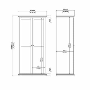 Guardaroba 2 ante Albiolo, Mobile camera da letto, Cabina armadio portabiti, Armadio appendiabiti, 96x61 h201 cm, Bianco