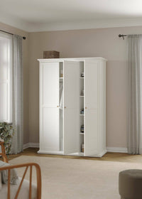 Guardaroba 3 ante Dolor, Mobile camera da letto, Cabina armadio portabiti, Armadio appendiabiti, 139x61 h201 cm, Bianco