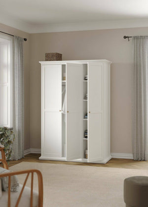 Guardaroba 3 ante Dolor, Mobile camera da letto, Cabina armadio portabiti, Armadio appendiabiti, 139x61 h201 cm, Bianco