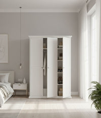 Guardaroba 3 ante Dolor, Mobile camera da letto, Cabina armadio portabiti, Armadio appendiabiti, 139x61 h201 cm, Bianco