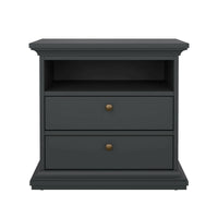 Comodino Arluno, Comò basso, Tavolino da notte, Mensola da letto, 63x40 h59 cm, Grigio