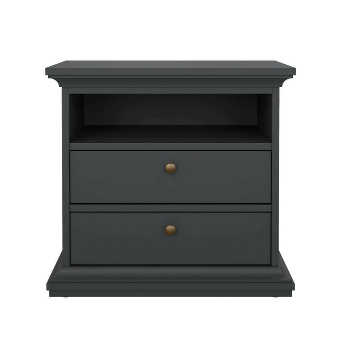 Comodino Arluno, Comò basso, Tavolino da notte, Mensola da letto, 63x40 h59 cm, Grigio