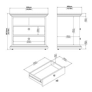 Comodino Arluno, Comò basso, Tavolino da notte, Mensola da letto, 63x40 h59 cm, Grigio
