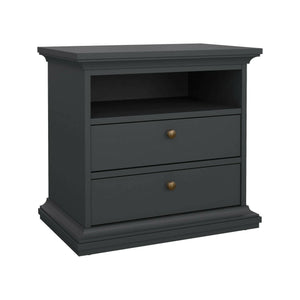 Comodino Arluno, Comò basso, Tavolino da notte, Mensola da letto, 63x40 h59 cm, Grigio