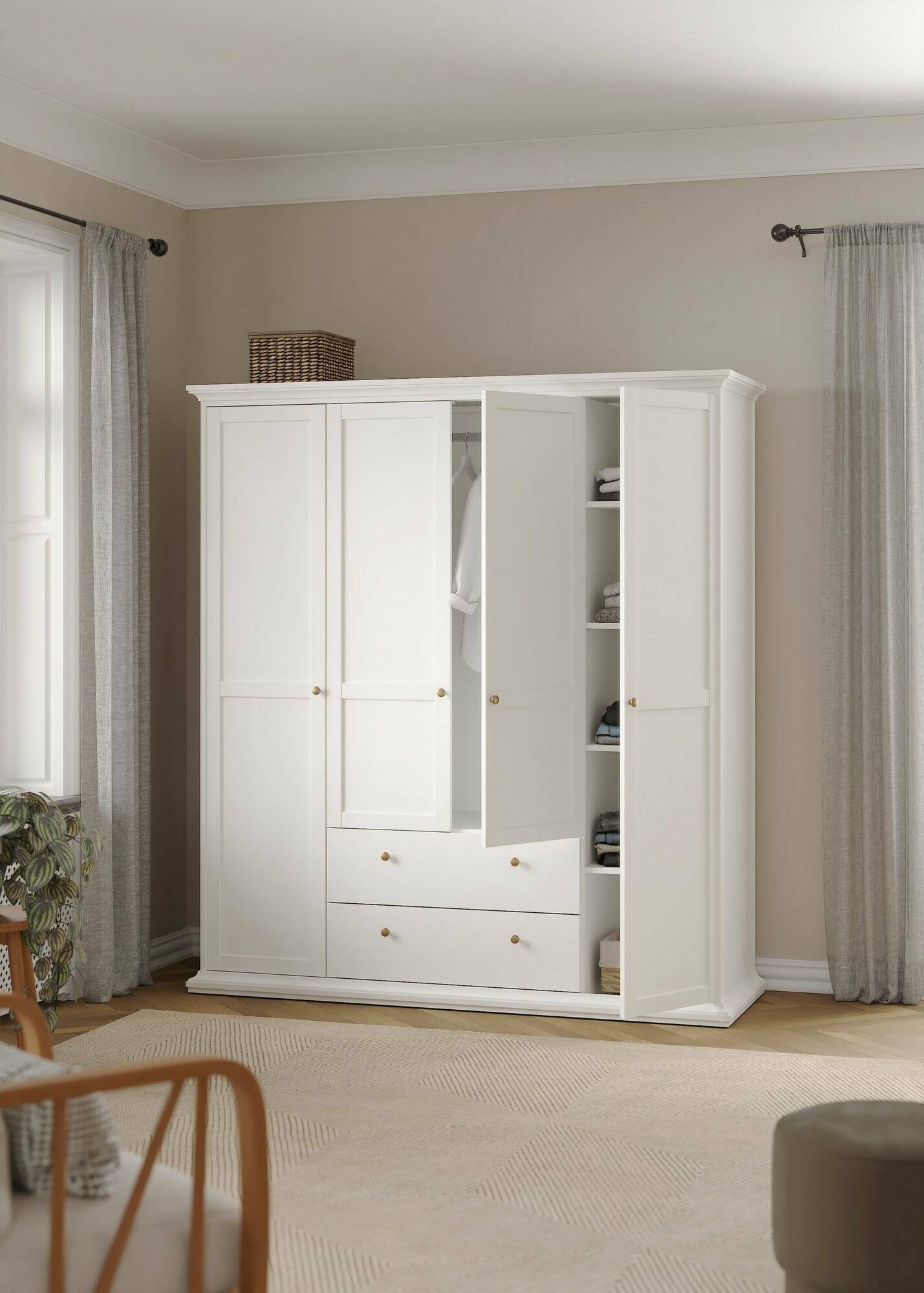 Guardaroba grande Amarena, Mobile camera da letto, Cabina armadio portabiti, Armadio appendiabiti, 181x61 h201 cm, Bianco