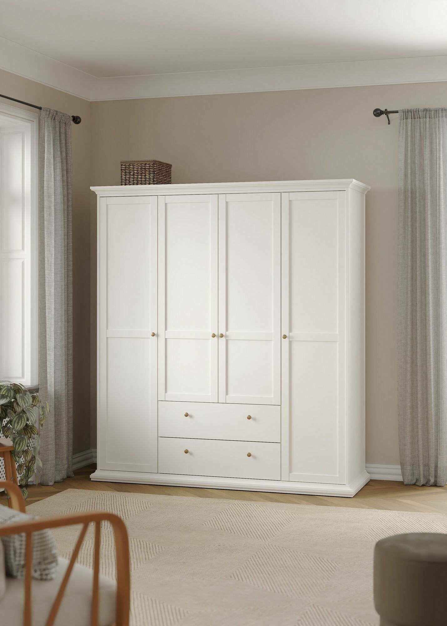 Guardaroba grande Amarena, Mobile camera da letto, Cabina armadio portabiti, Armadio appendiabiti, 181x61 h201 cm, Bianco