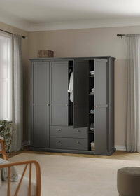 Guardaroba grande Amarena, Mobile camera da letto, Cabina armadio portabiti, Armadio appendiabiti, 181x61 h201 cm, Grigio