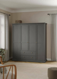 Guardaroba grande Amarena, Mobile camera da letto, Cabina armadio portabiti, Armadio appendiabiti, 181x61 h201 cm, Grigio