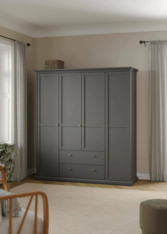 Guardaroba grande Amarena, Mobile camera da letto, Cabina armadio portabiti, Armadio appendiabiti, 181x61 h201 cm, Grigio