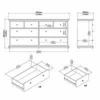 Cassettiera Asiagela, Settimino multiuso, Comò camera da letto, Mobile con cassetti, 183x49 h87 cm, Grigio