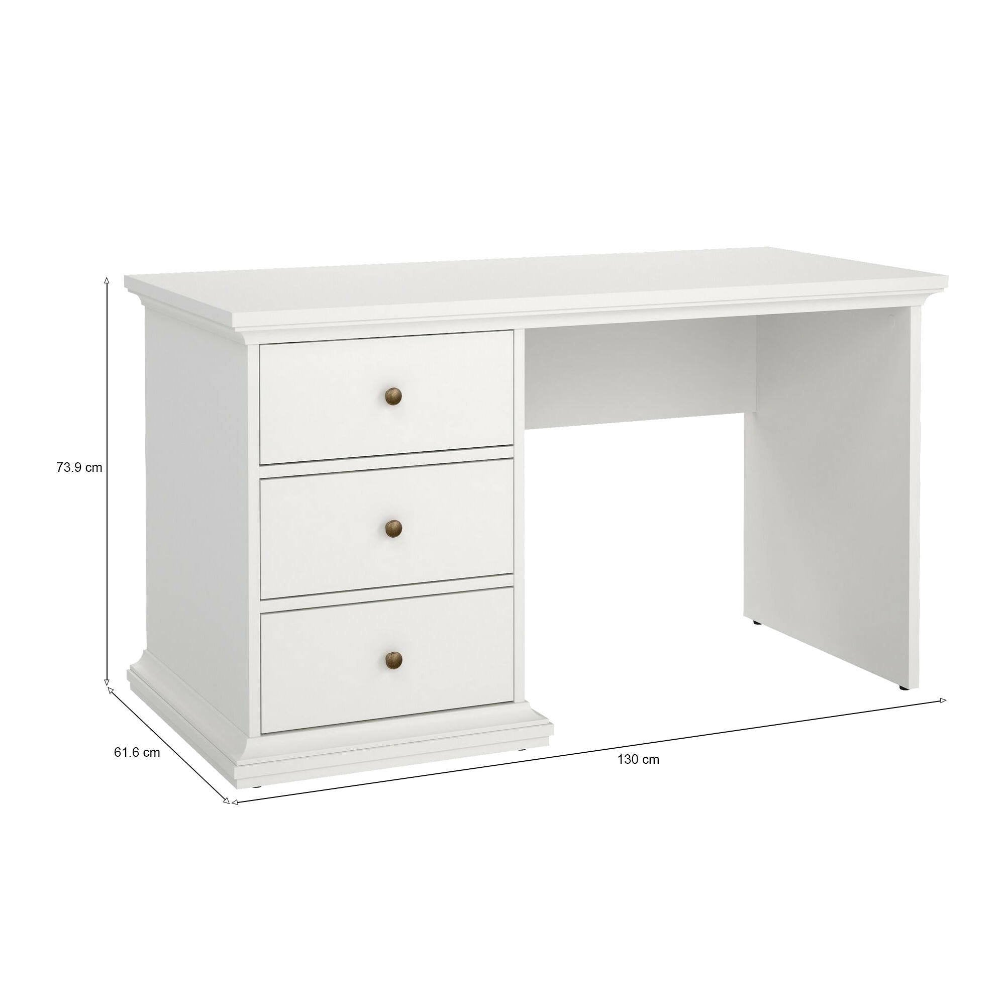 Scrivania Agia, Scrittoio multiuso, Tavolo per ufficio porta PC, Piano di lavoro, 130x62 h74 cm, Bianco