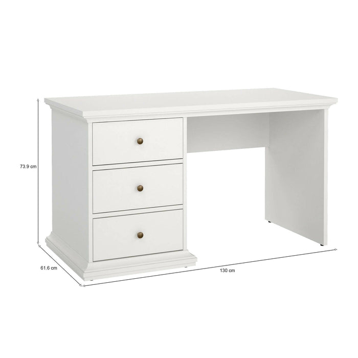 Scrivania Agia, Scrittoio multiuso, Tavolo per ufficio porta PC, Piano di lavoro, 130x62 h74 cm, Bianco