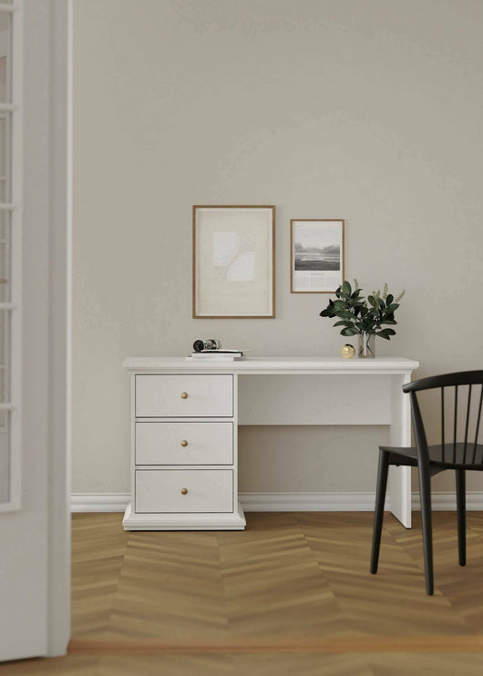 Scrivania Agia, Scrittoio multiuso, Tavolo per ufficio porta PC, Piano di lavoro, 130x62 h74 cm, Bianco