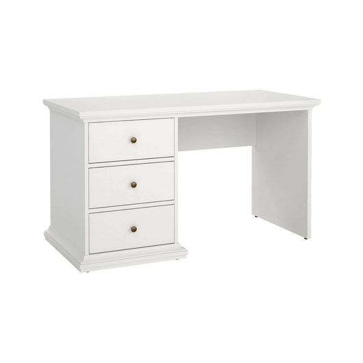 Scrivania Agia, Scrittoio multiuso, Tavolo per ufficio porta PC, Piano di lavoro, 130x62 h74 cm, Bianco