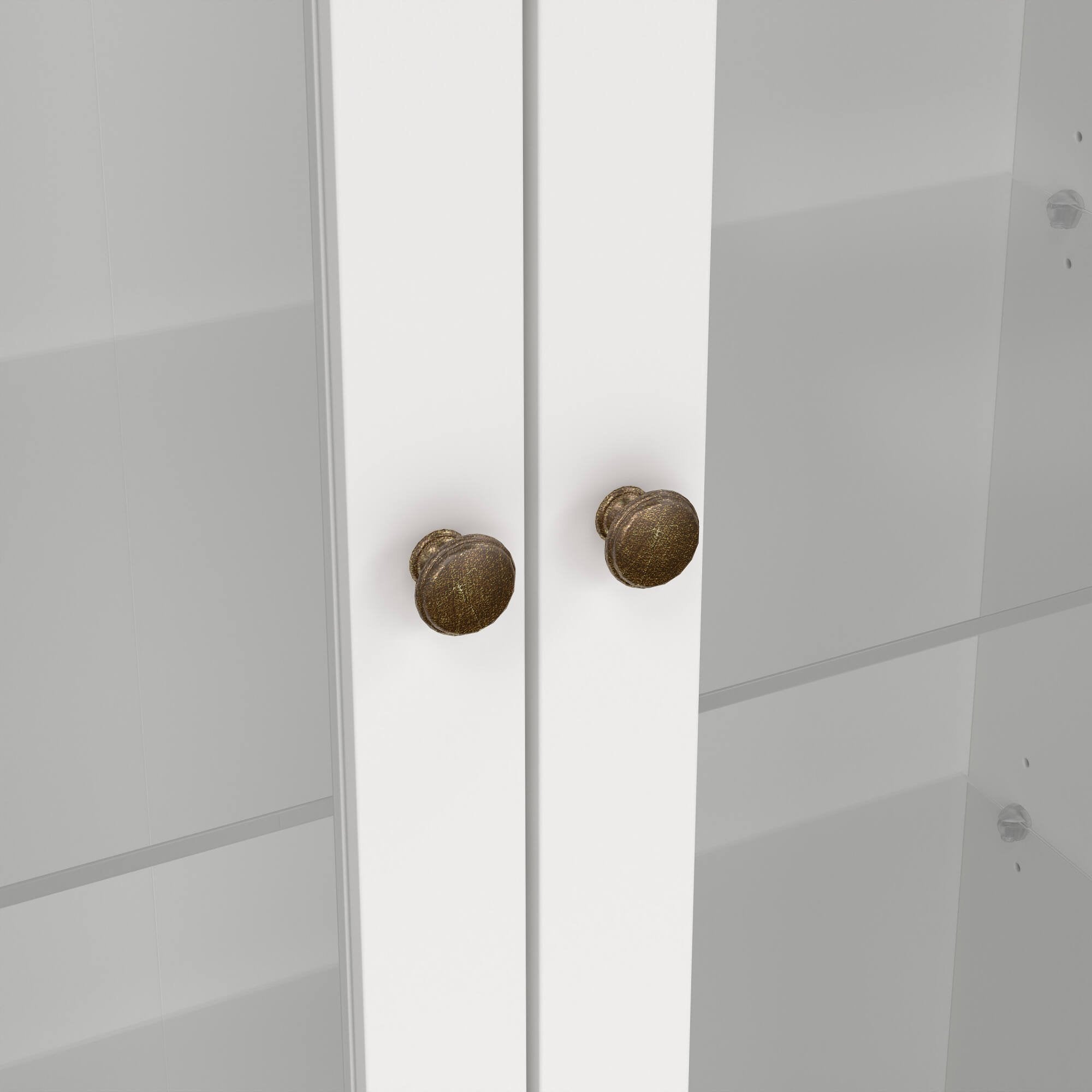 Vetrina Honore, Credenza espositiva, Vetrinetta multiuso, Madia da soggiorno, 96x42 h201 cm, Bianco