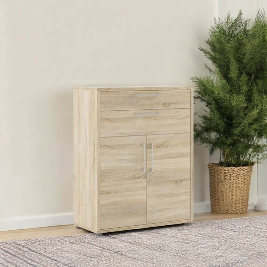 Credenza Agra, Buffet da soggiorno, Madia da salotto, Dispensa da cucina, 89x40 h113 cm, Quercia