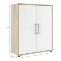 Credenza Warszawa, Buffet da soggiorno, Madia da salotto, Dispensa da cucina, 89x40 h113 cm, Quercia e Bianco