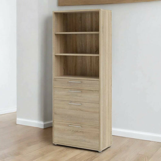 Credenza Aritzo, Buffet da soggiorno, Madia da salotto, Dispensa da cucina, 89x40 h222 cm, Quercia