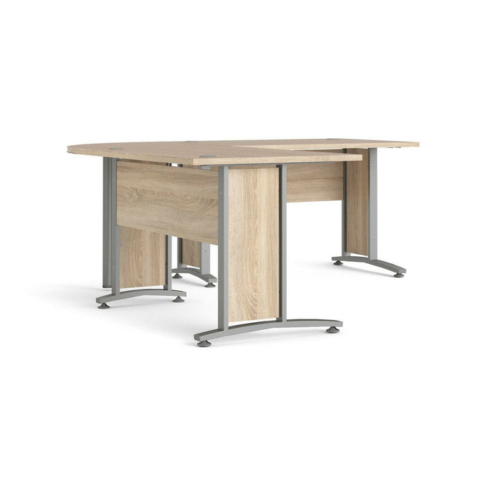 Scrivania Heling, Scrittoio multiuso, Tavolo per ufficio porta PC, Piano di lavoro, 200x200 h75 cm, Grigio e Quercia