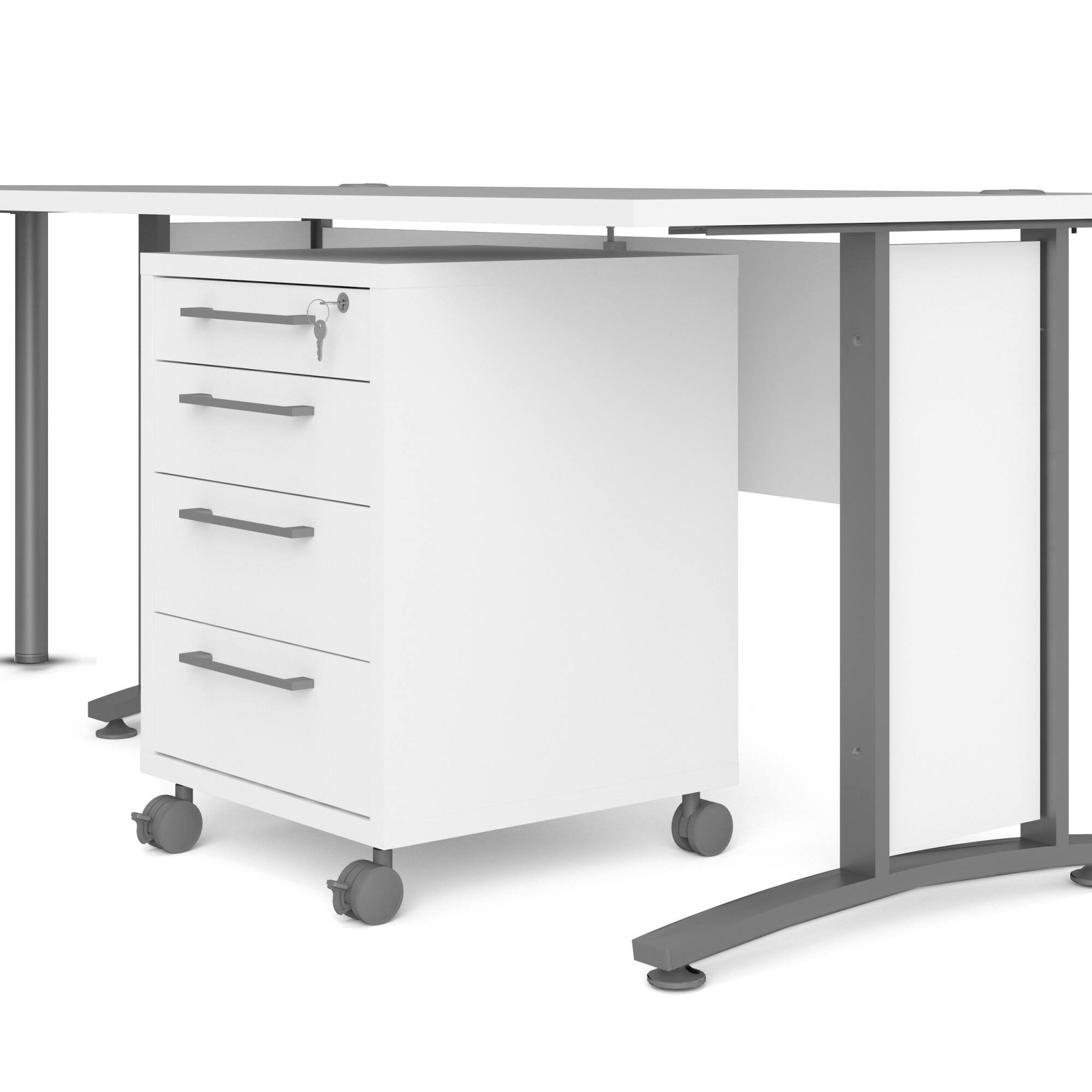 Scrivania Megh, Scrittoio multiuso, Tavolo per ufficio porta PC, Piano di lavoro, 230x200 h75 cm, Bianco e Grigio