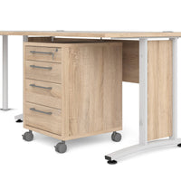 Scrivania Megh, Scrittoio multiuso, Tavolo per ufficio porta PC, Piano di lavoro, 230x200 h75 cm, Quercia e Bianco