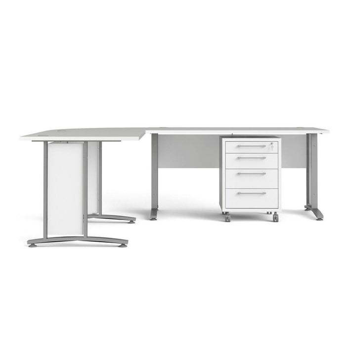 Scrivania Agerato, Scrittoio multiuso, Tavolo per ufficio porta PC, Piano di lavoro, 230x200 h75 cm, Bianco e Grigio