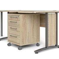 Scrivania Agerato, Scrittoio multiuso, Tavolo per ufficio porta PC, Piano di lavoro, 230x200 h75 cm, Grigio e Quercia