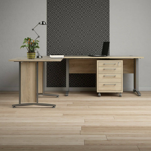 Scrivania Agerato, Scrittoio multiuso, Tavolo per ufficio porta PC, Piano di lavoro, 230x200 h75 cm, Grigio e Quercia