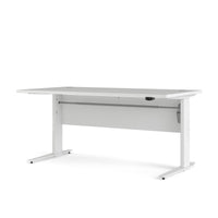 Scrivania Gonu, Scrittoio multiuso, Tavolo per ufficio porta PC, Piano di lavoro, 150x80 h119 cm, Bianco