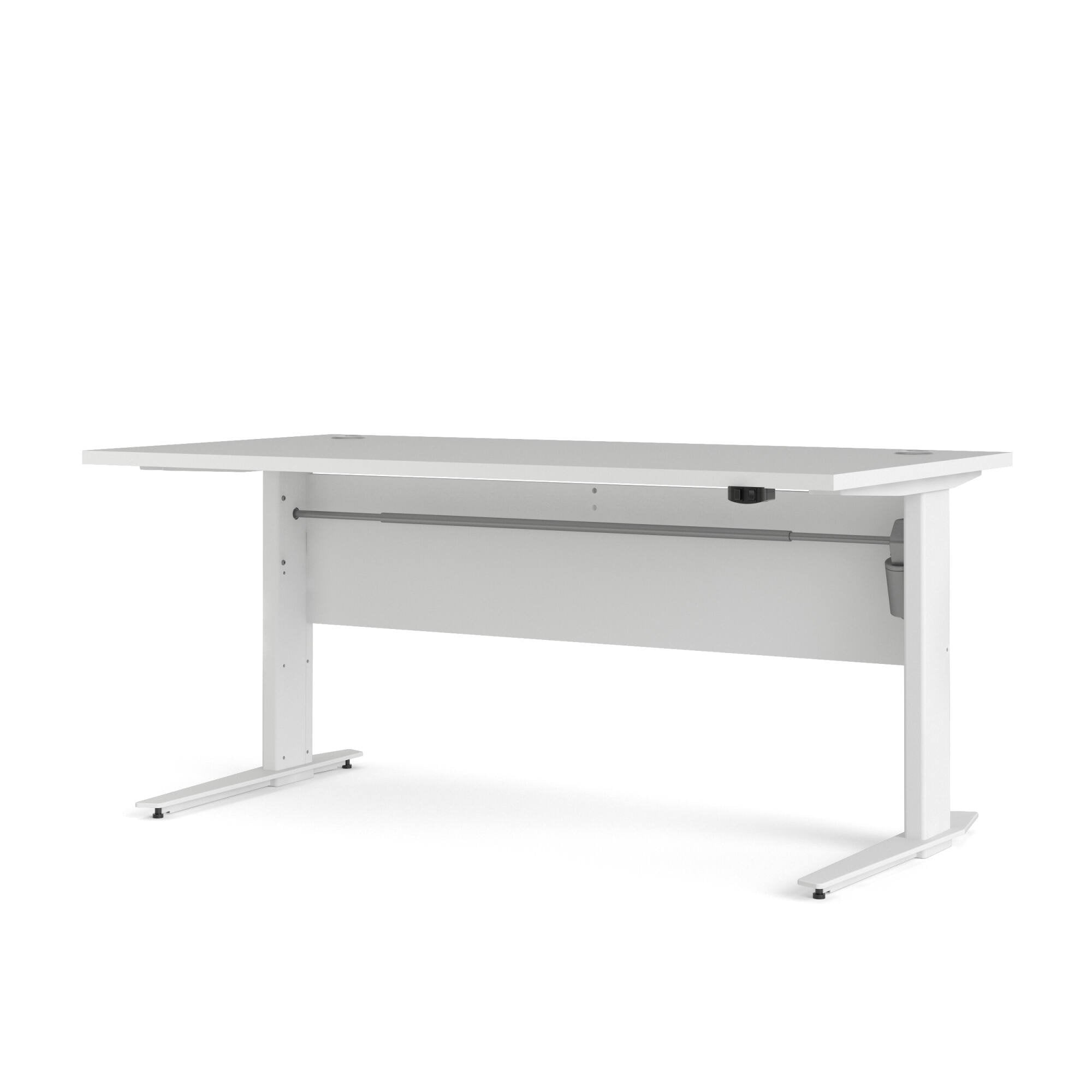 Scrivania Gonu, Scrittoio multiuso, Tavolo per ufficio porta PC, Piano di lavoro, 150x80 h119 cm, Bianco