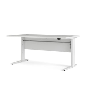 Scrivania Gonu, Scrittoio multiuso, Tavolo per ufficio porta PC, Piano di lavoro, 150x80 h119 cm, Bianco