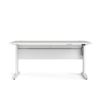 Scrivania Gonu, Scrittoio multiuso, Tavolo per ufficio porta PC, Piano di lavoro, 150x80 h119 cm, Bianco