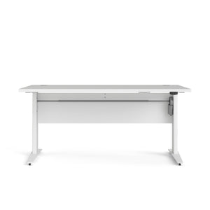 Scrivania Gonu, Scrittoio multiuso, Tavolo per ufficio porta PC, Piano di lavoro, 150x80 h119 cm, Bianco