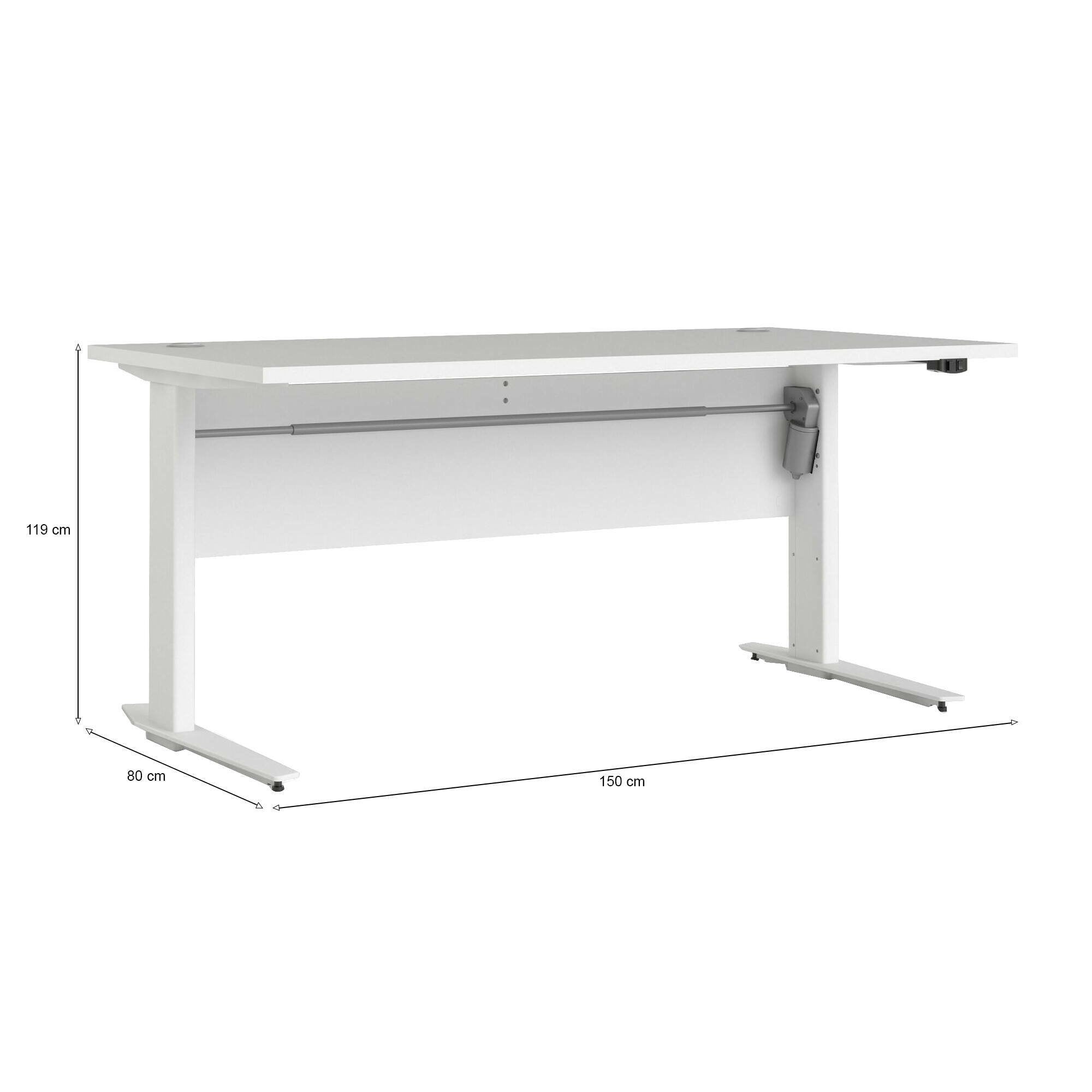 Scrivania Gonu, Scrittoio multiuso, Tavolo per ufficio porta PC, Piano di lavoro, 150x80 h119 cm, Bianco